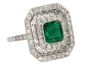 Art Deco Sublime - Emerald Diamond Ring
