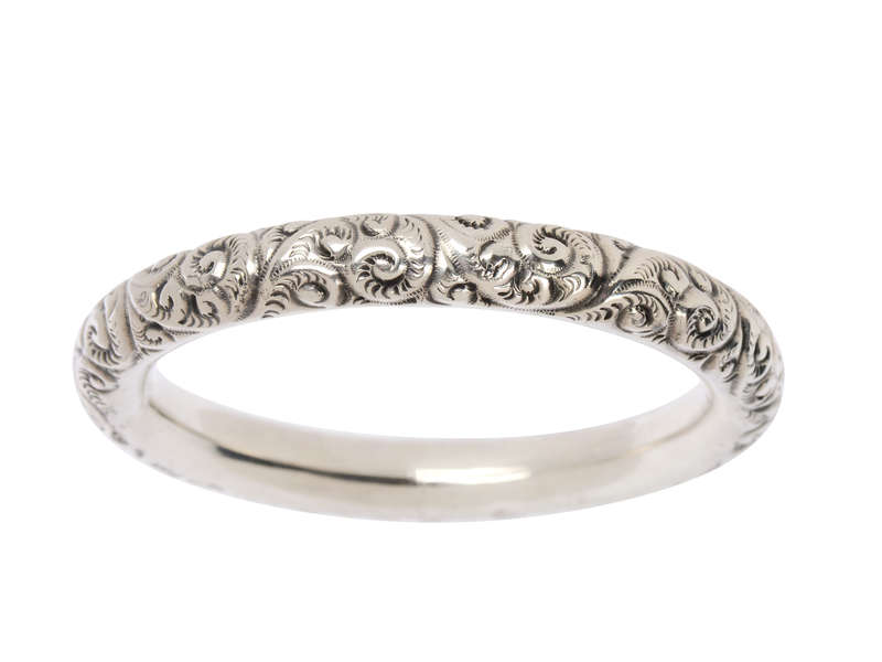 Art Nouveau Sterling Silver Slip On Bangle