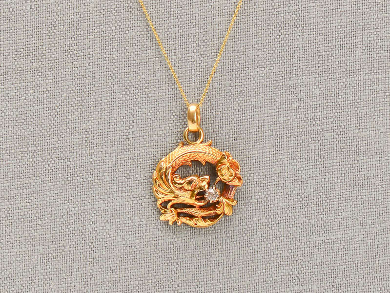 Firebreather - Art Nouveau Dragon Diamond Pendant