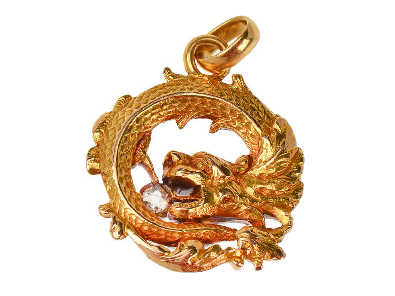 Firebreather - Art Nouveau Dragon Diamond Pendant