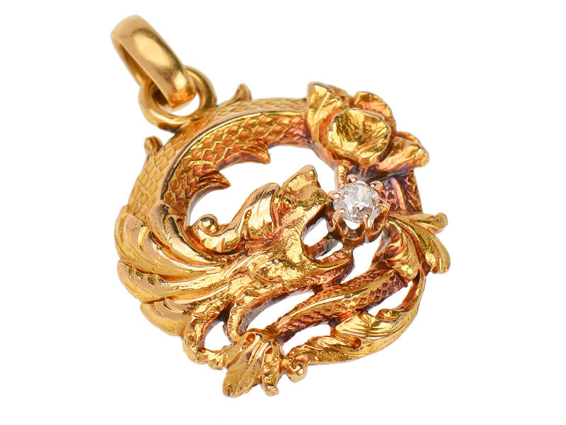 Firebreather - Art Nouveau Dragon Diamond Pendant