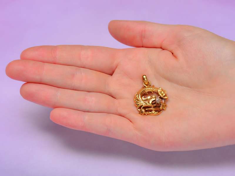 Firebreather - Art Nouveau Dragon Diamond Pendant