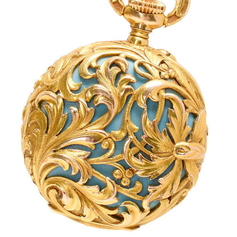 Art Nouveau Enamel Floral Golay, Fils & Stahl Watch