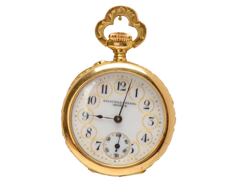 Art Nouveau Enamel Floral Golay, Fils & Stahl Watch