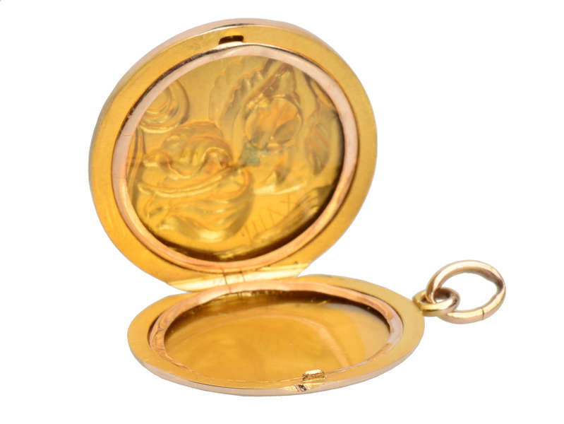 Art Nouveau Iris Flower Locket in Gold