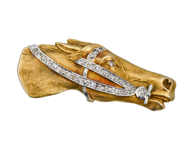 Antique Diamond & Gold Horse's Head Brooch