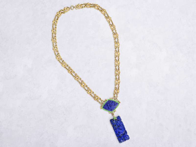 Art Nouveau Lapis Necklace Attributed to Sloan & Co.