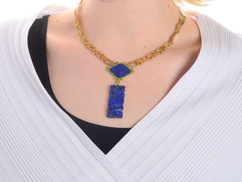 Art Nouveau Lapis Necklace Attributed to Sloan & Co.