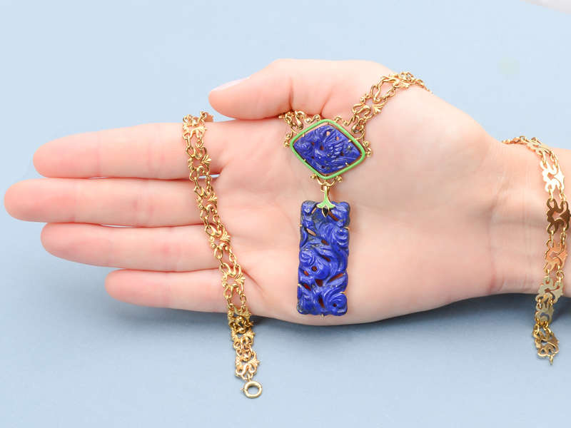 Art Nouveau Lapis Necklace Attributed to Sloan & Co.