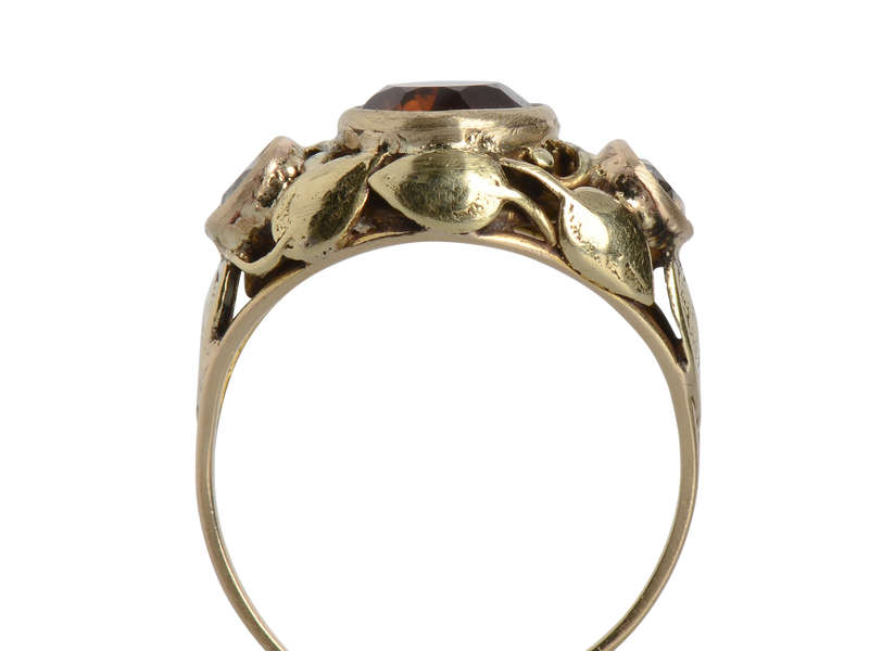 Leaves of Gold - Art Nouveau Citrine Diamond Ring
