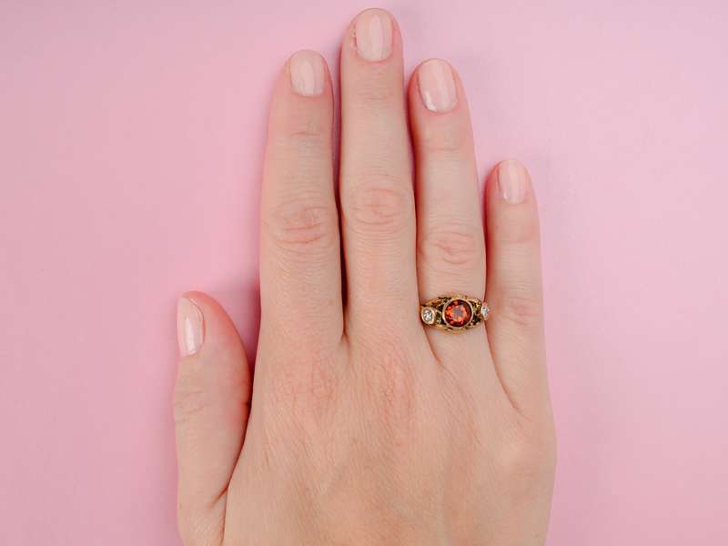 Leaves of Gold - Art Nouveau Citrine Diamond Ring