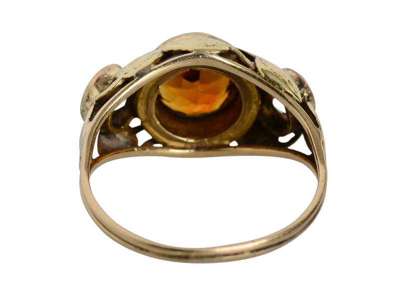 Leaves of Gold - Art Nouveau Citrine Diamond Ring