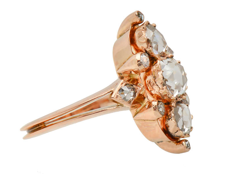 Antique Rose Cut Diamond Navette Ring