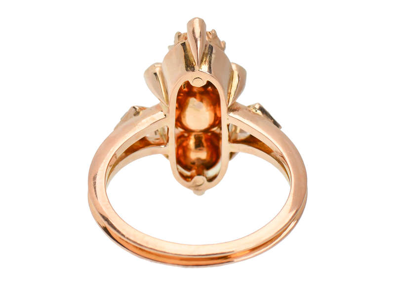 Antique Rose Cut Diamond Navette Ring