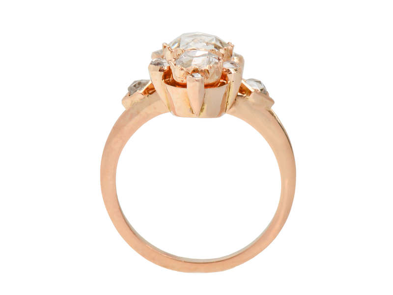 Antique Rose Cut Diamond Navette Ring