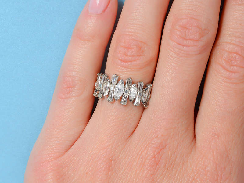 Modernist Marquise Diamond Half Eternity Band