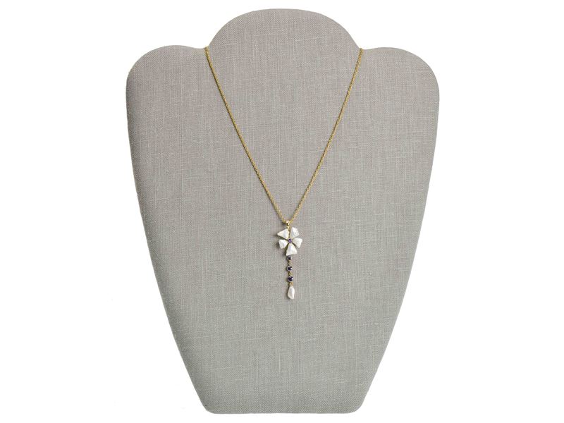Art Nouveau Sapphire Pearl Pendant & Chain