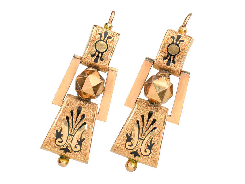 Victorian Basse Taille Enamel Earrings