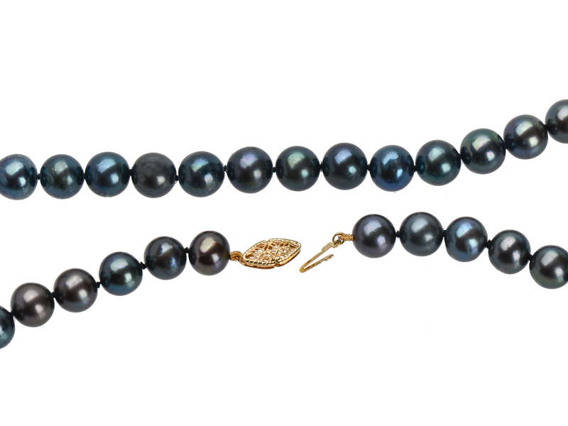 Vintage Black Cultured Pearl Necklace