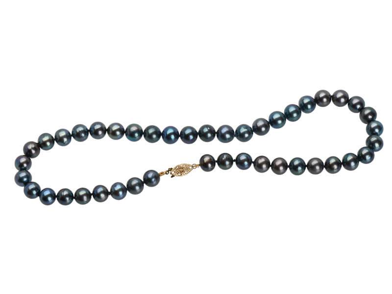 Vintage Black Cultured Pearl Necklace
