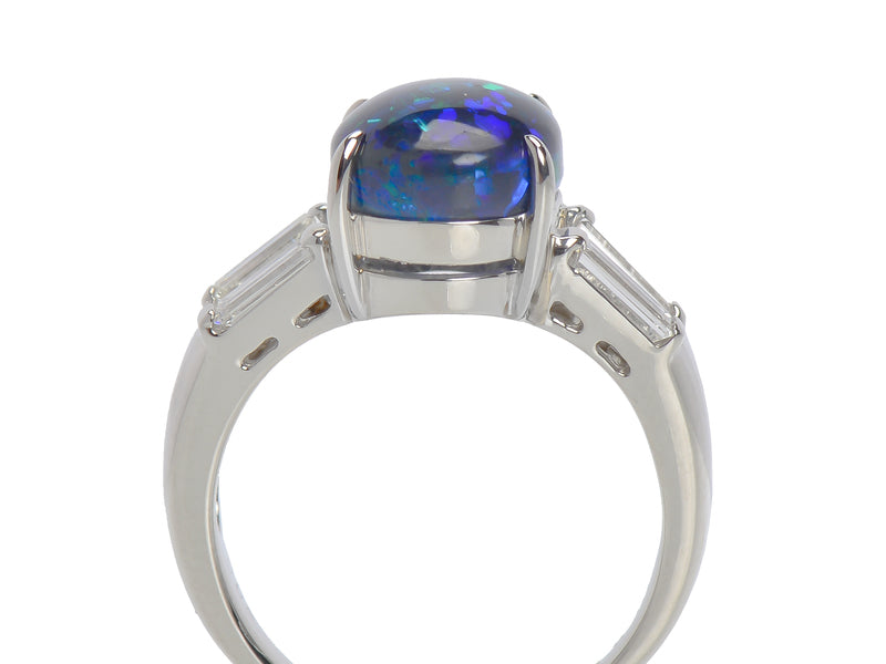 Estate Black Opal & Diamond Ring