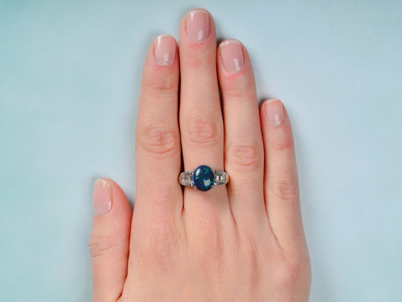
                      
                        Estate Black Opal & Diamond Ring
                      
                    