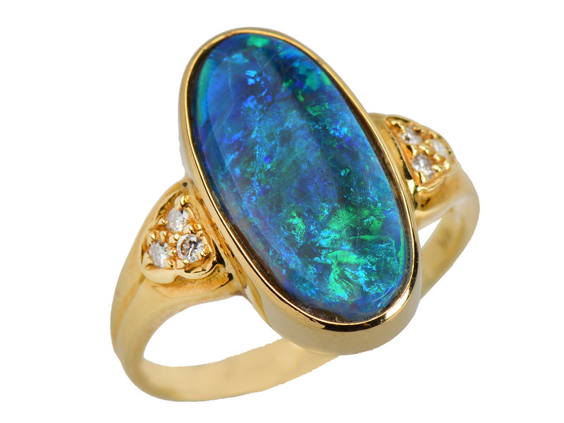 Peacock's Pride - Black Opal Diamond Ring