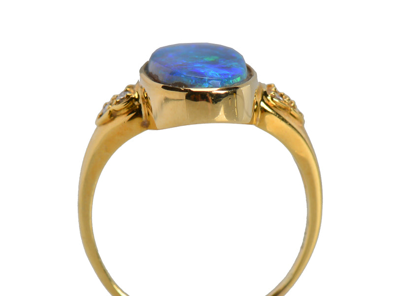 Peacock's Pride - Black Opal Diamond Ring