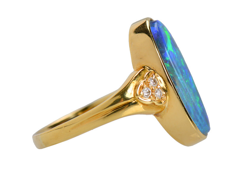 Peacock's Pride - Black Opal Diamond Ring