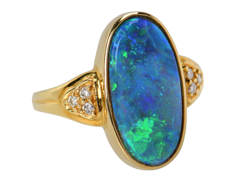 Peacock's Pride - Black Opal Diamond Ring