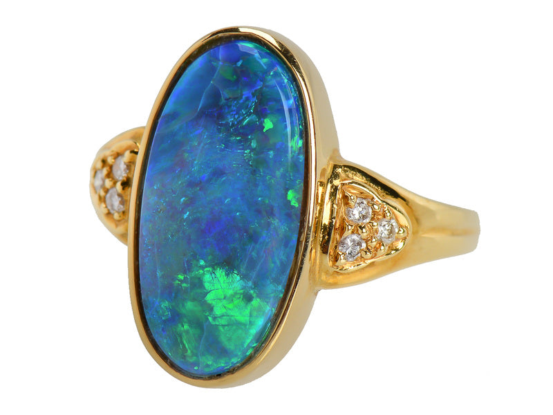 Peacock's Pride - Black Opal Diamond Ring