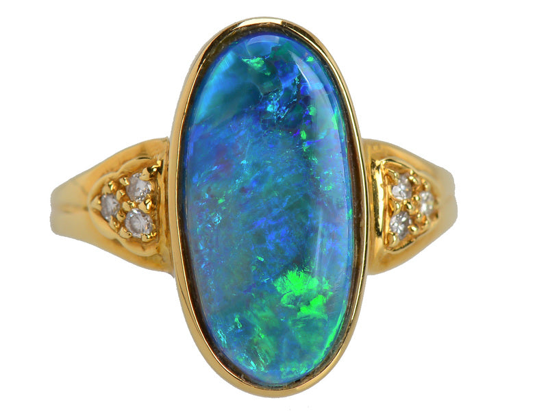 Peacock's Pride - Black Opal Diamond Ring
