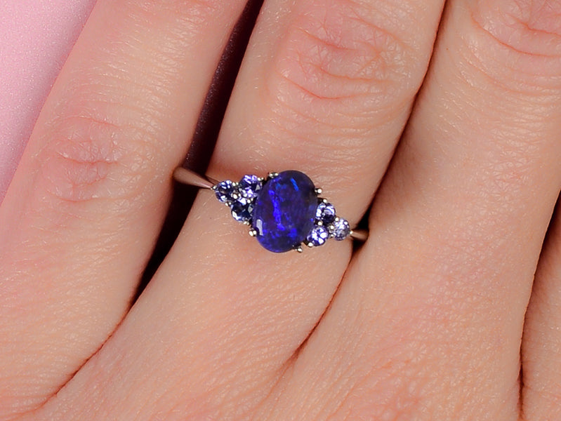 Vintage Black Opal Tanzanite Ring