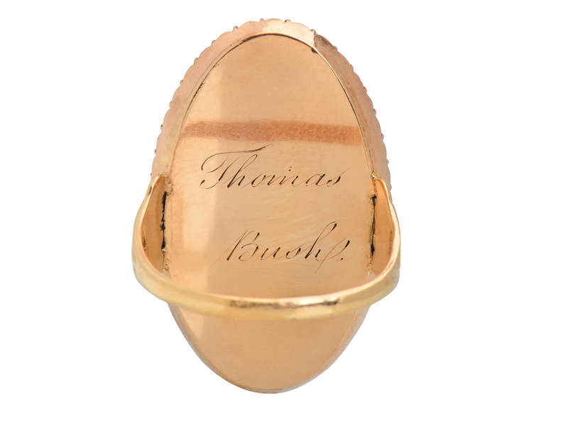 Georgian Diamond, Pearl Blue Enamel Ring c. 1790