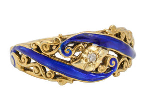 S Marks the Spot - Antique Enamel Diamond Ring