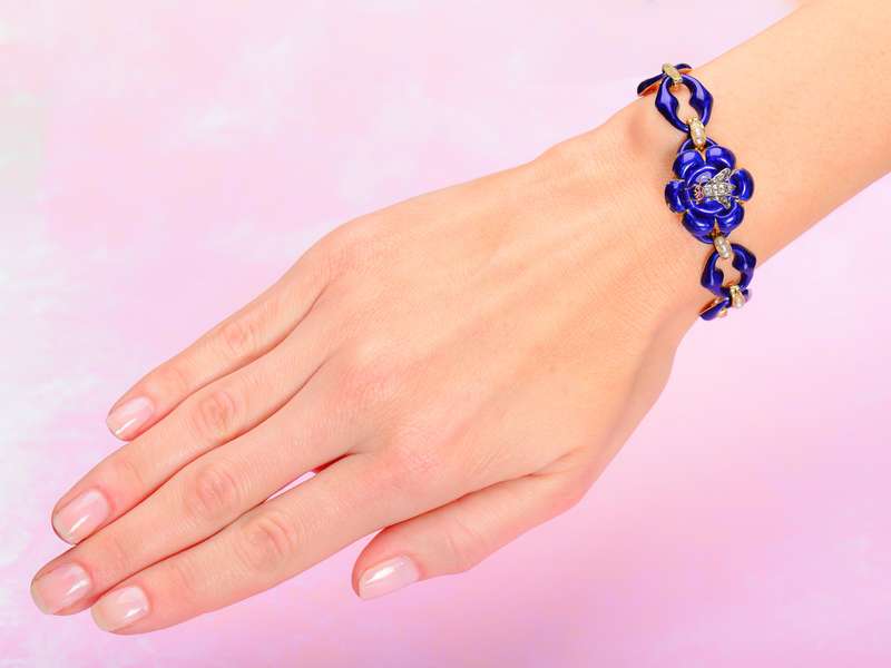 Victorian Whimsy - Blue Enamel Fly Bracelet