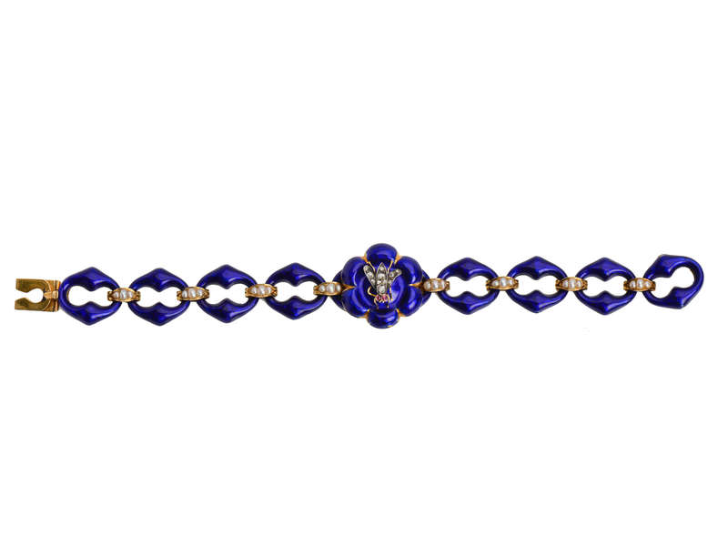 Victorian Whimsy - Blue Enamel Fly Bracelet