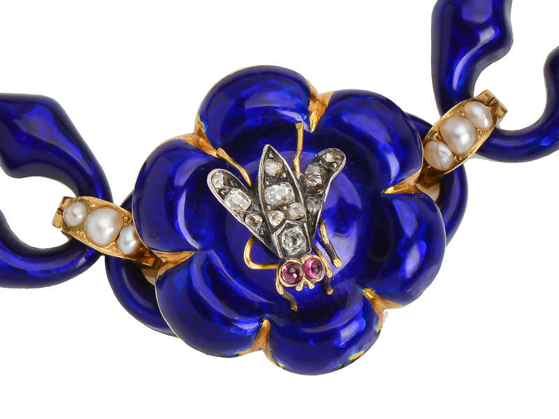 Victorian Whimsy - Blue Enamel Fly Bracelet