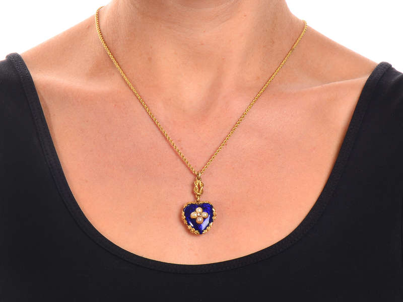 Victorian Love Knot & Heart Pendant Chain in Box