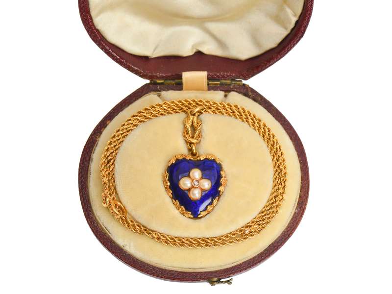 Victorian Love Knot & Heart Pendant Chain in Box