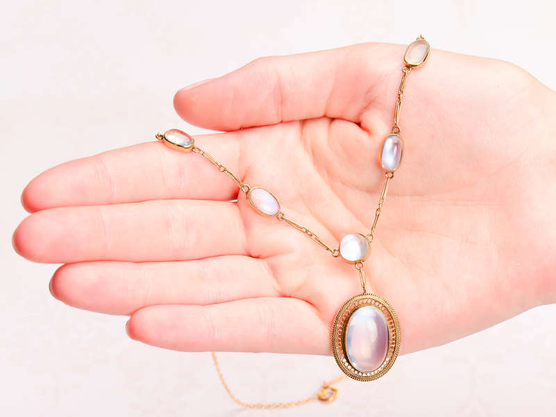 Edwardian Raindrops - Blue Moonstone Necklace