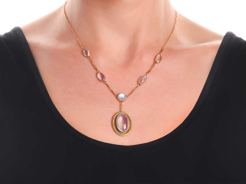 Edwardian Raindrops - Blue Moonstone Necklace