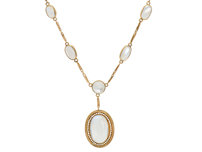 Edwardian Raindrops - Blue Moonstone Necklace
