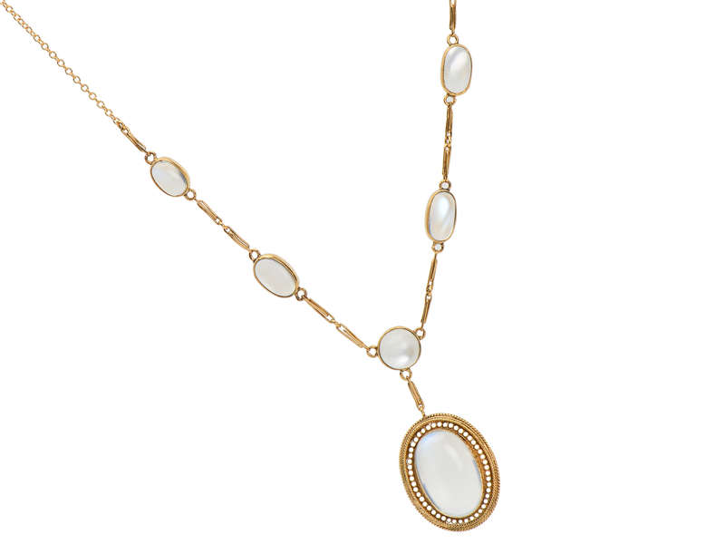 Edwardian Raindrops - Blue Moonstone Necklace