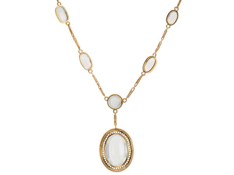 Edwardian Raindrops - Blue Moonstone Necklace