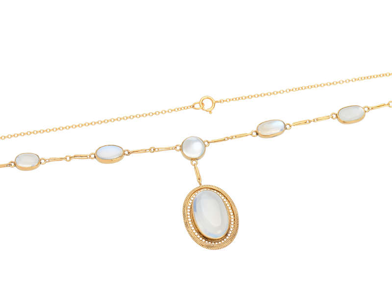 Edwardian Raindrops - Blue Moonstone Necklace