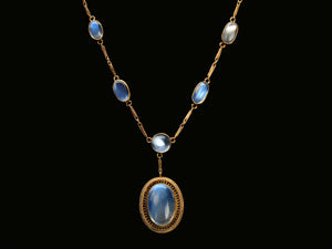 Edwardian Raindrops - Blue Moonstone Necklace