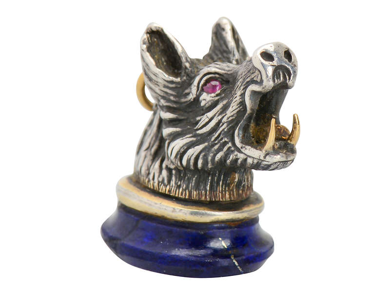 Lapis Lazuli Victorian Boar's Head Fob Pendant