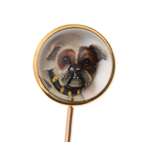 Antique Bulldog Essex Crystal Stickpin