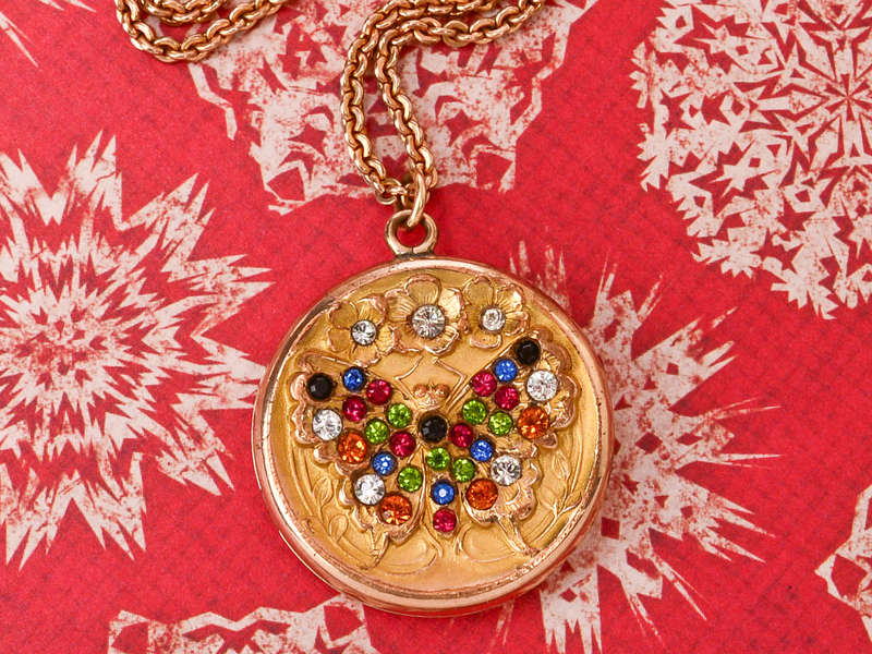 Butterfly Baby - Multicolored Paste Locket with Chain